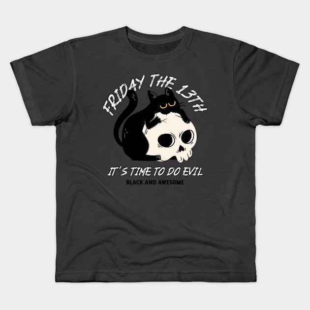 Black Cat Cats Friday The 13th Evil Kids T-Shirt by Tip Top Tee's